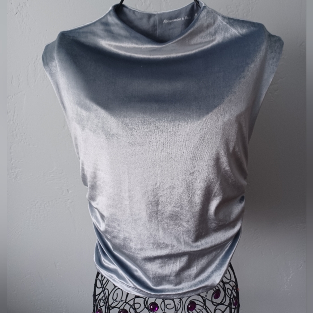 Abercrombie & Fitch Silver-Gray Satin Cowl Neck Tank